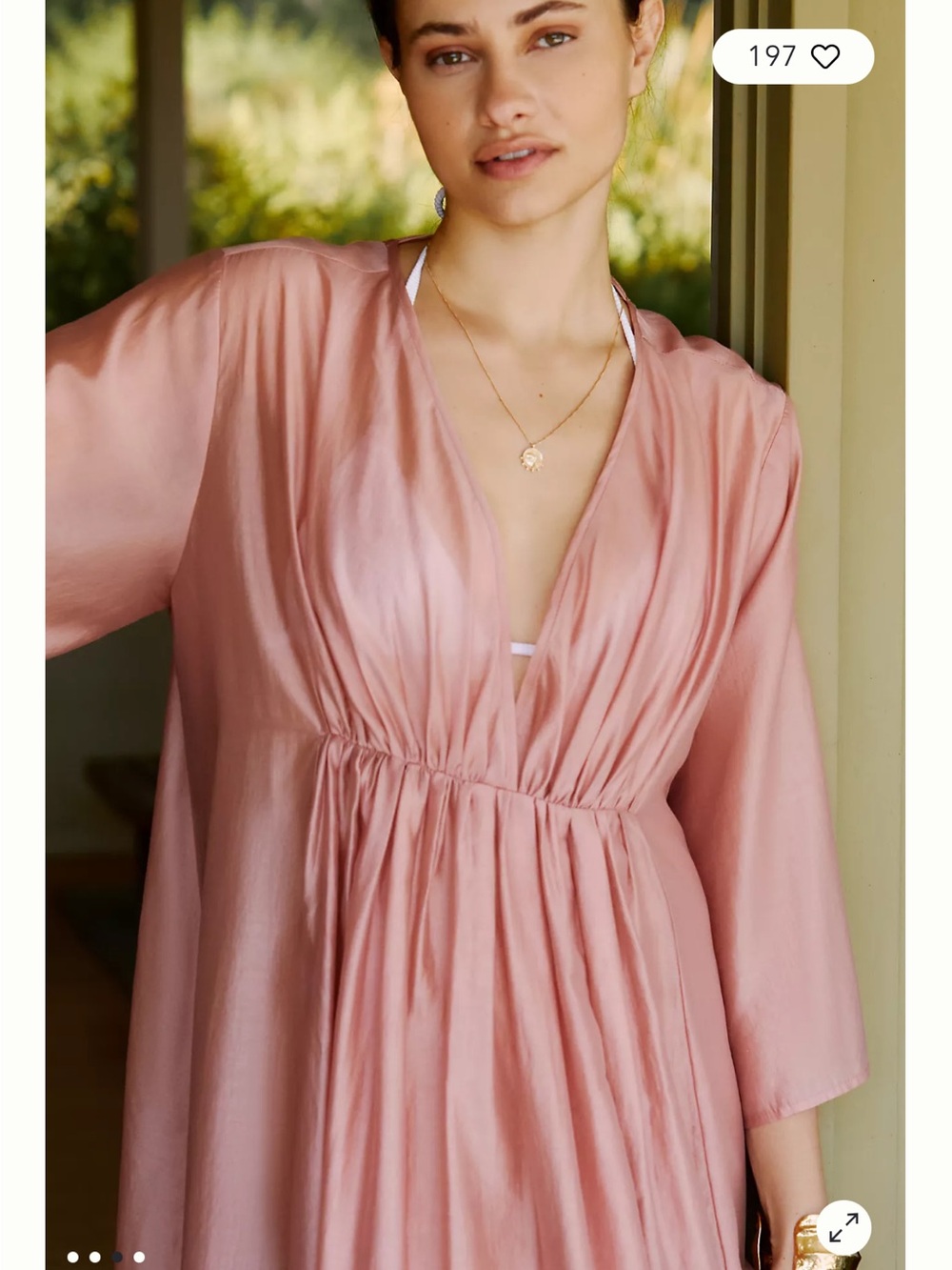 Anthropologie Satin Maxi Robe in Dusty Rose - Picture 3 of 5